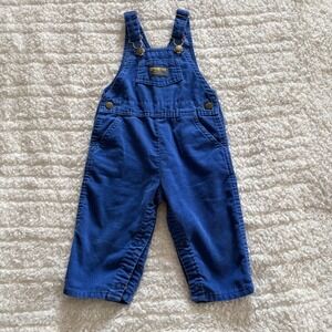 Vintage OshKosh B'gosh Blue Corduroy Vestbak Overalls Kids 24mo. USA Made Retro